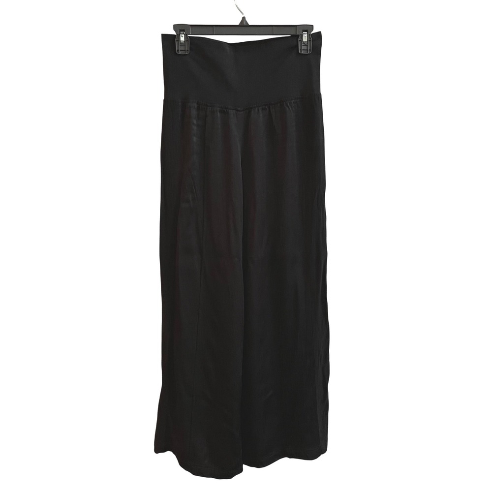 ATM Black High Waist Wide Leg Palazzo Pants PULL ON Flowy Viscose MEDIUM